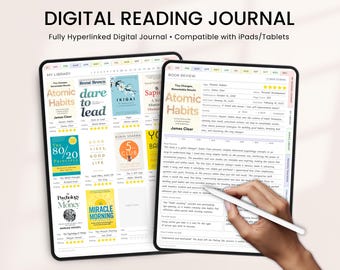 Reading Journal, Digital Reading Journal, Reading Tracker, Goodnotes Notability Reading Planner, Book Tracker,  Printable Reading Log