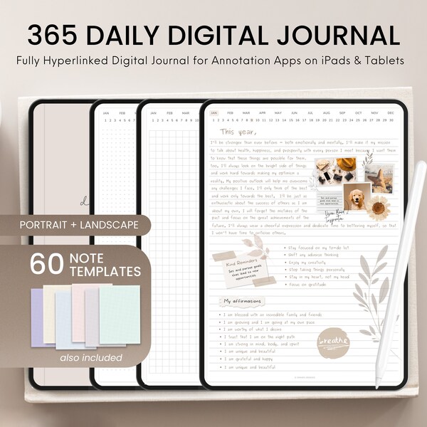 Digital Journal, Daily Journal, Goodnotes Notebook, Digital Journal iPad, Goodnotes Template, Notability Journal, Undated Digital Journal