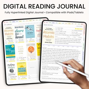 Reading Journal, Digital Reading Journal, Reading Tracker, Goodnotes Notability Reading Planner, Book Tracker,  Printable Reading Log