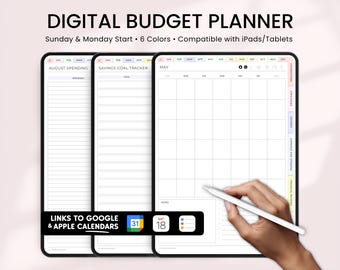 Digital Budget Planner, Goodnotes iPad Planner, Daily Weekly & Monthly Budget Templates, Budget Tracker, Financial Planner, Savings Tracker