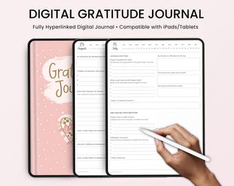 Digital Gratitude Journal, Self Care Planner, Undated iPad Planner, Goodnotes Journal, Wellness Journal, Goodnotes Template, Daily Journal