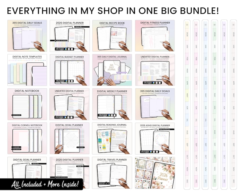 Digital Planner 2026 for GoodNotes iPad Android Notability | Entire Shop Bundle image 3