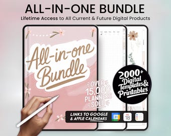 Goodnotes Digital Planner, iPad Planner, Daily Weekly Monthly Notability Planners, ADHD Dated Undated Journal Notebook Templates 2025 Bundle