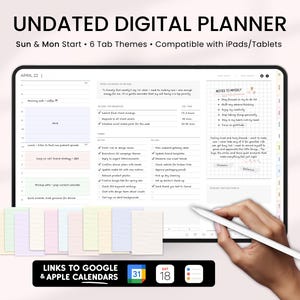 Undated Digital Planner, Goodnotes Planner, iPad Planner, Daily Weekly Monthly Digital Planner, Goodnotes Template, Notability Planner