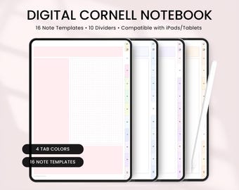 Digital Cornell Notebook, Student Planner, Digital Notebook with Grid, Lined, Dotted Note-Taking Templates, GoodNotes Template, iPad Planner