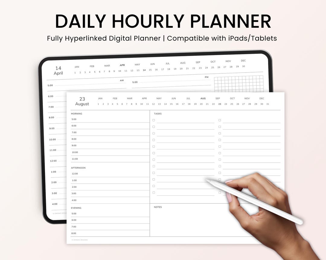 Hourly Planner, Daily Hourly Planner, Digital Hourly Daily Schedule ...