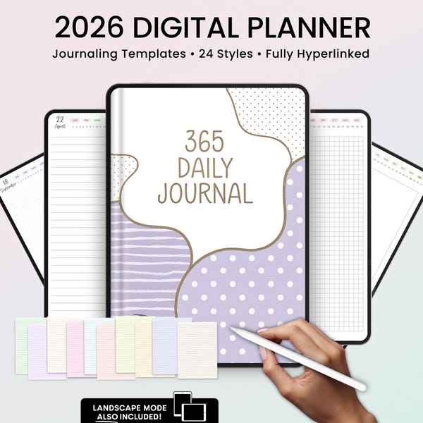 365-Day Digital Pages | Templates for GoodNotes, Notability, iPad, Tablet (PDF Download)