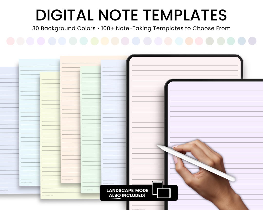 Notebook Notes Layout Pastel Digital Notebook | 105-page Note-taking Templates (digital ...