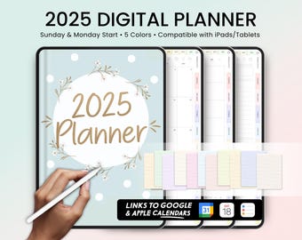 2025 Digital Planner iPad, Goodnotes Planner, Daily Weekly Monthly Planner, Goodnotes Template, ADHD Notability Planner, Digital Notebook