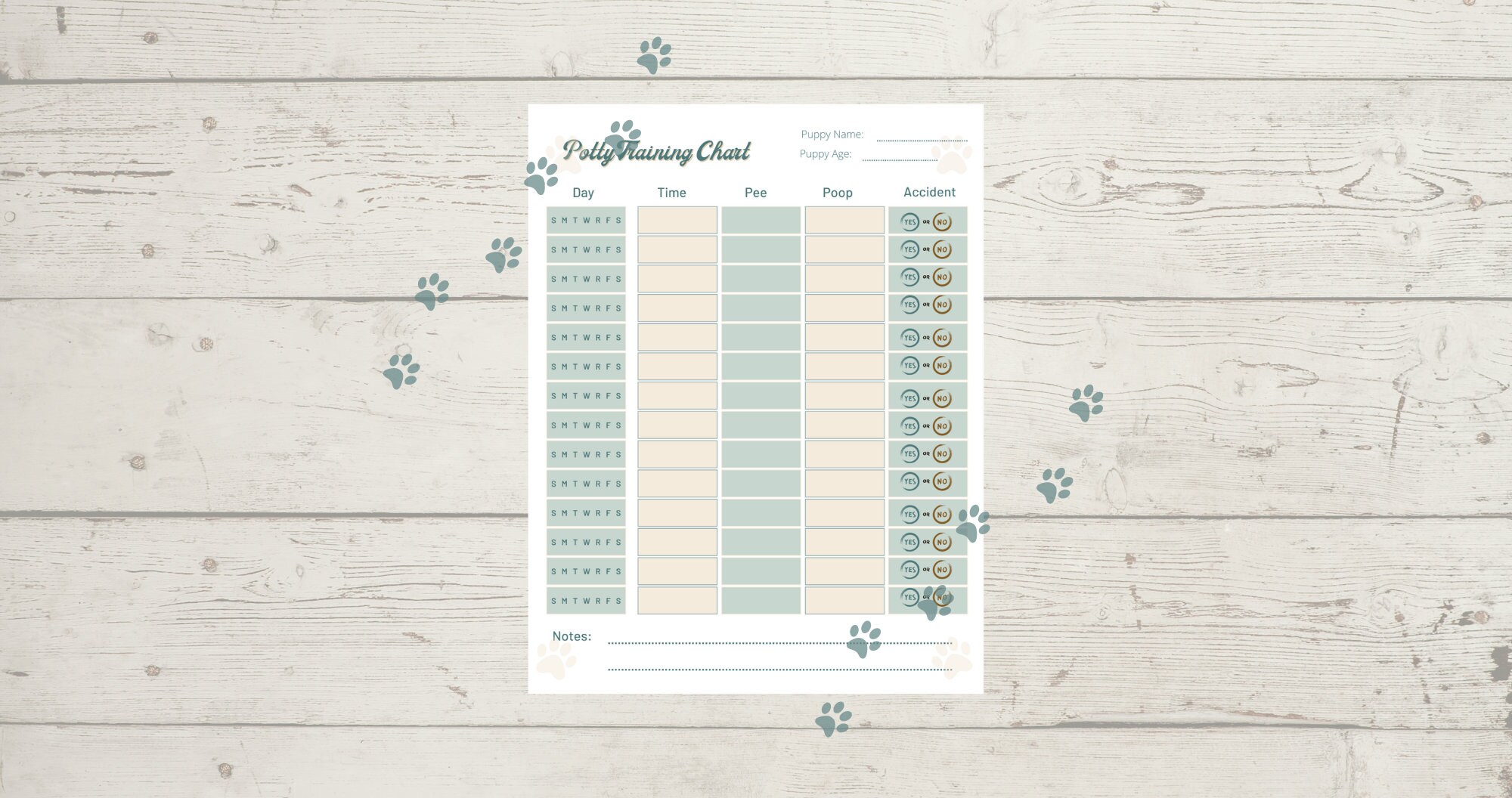 Puppy Potty Training Chart Instant Download PDF Etsy