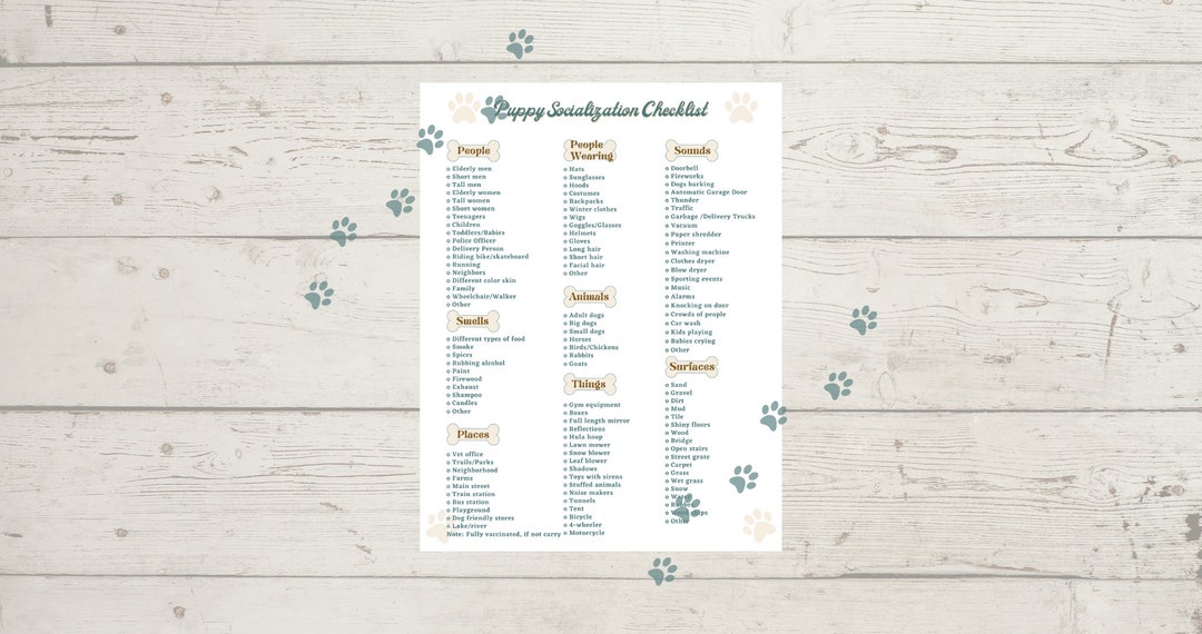 Socialization Checklist for Puppy Training- PDF - Instant Download - Etsy