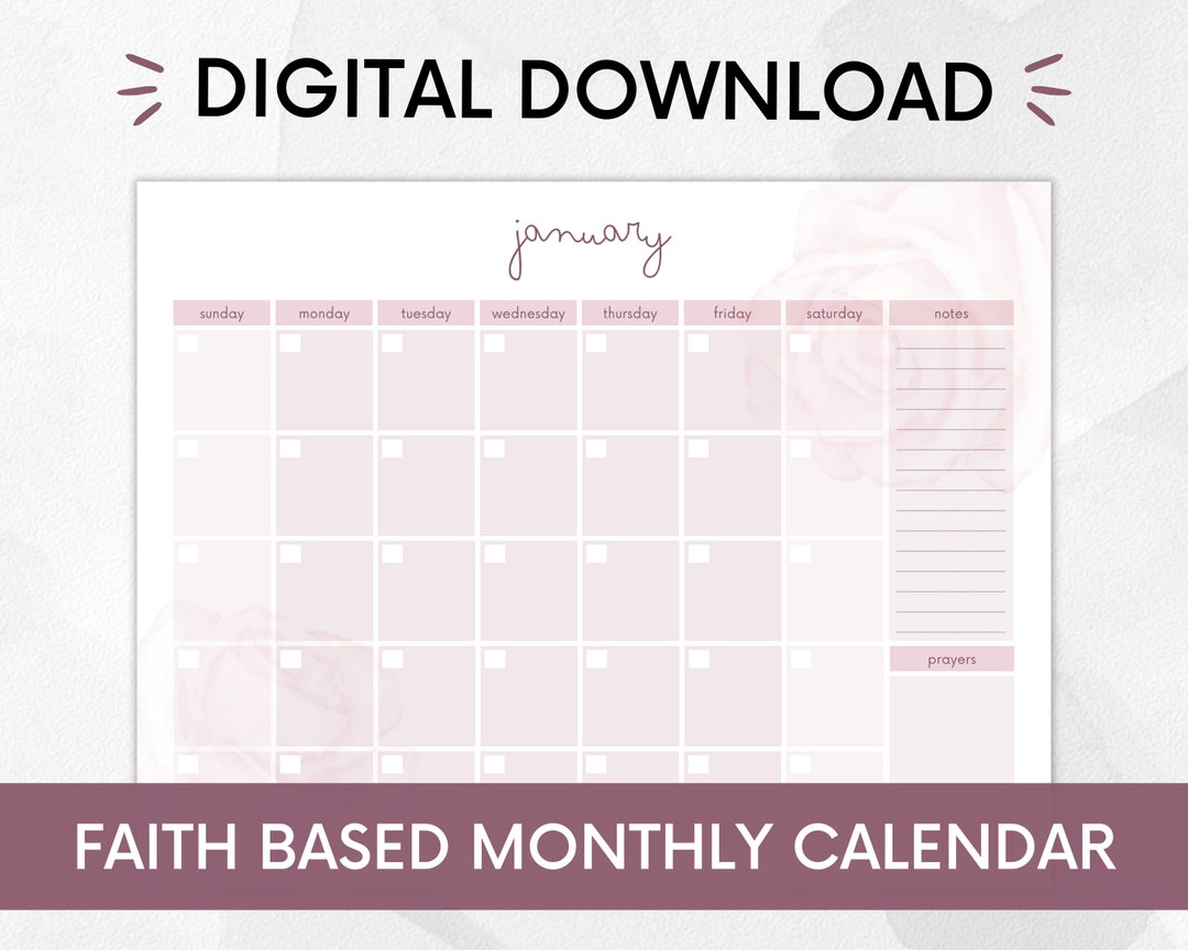 Christian Planner Printable Printable Calendar Calendar - Etsy