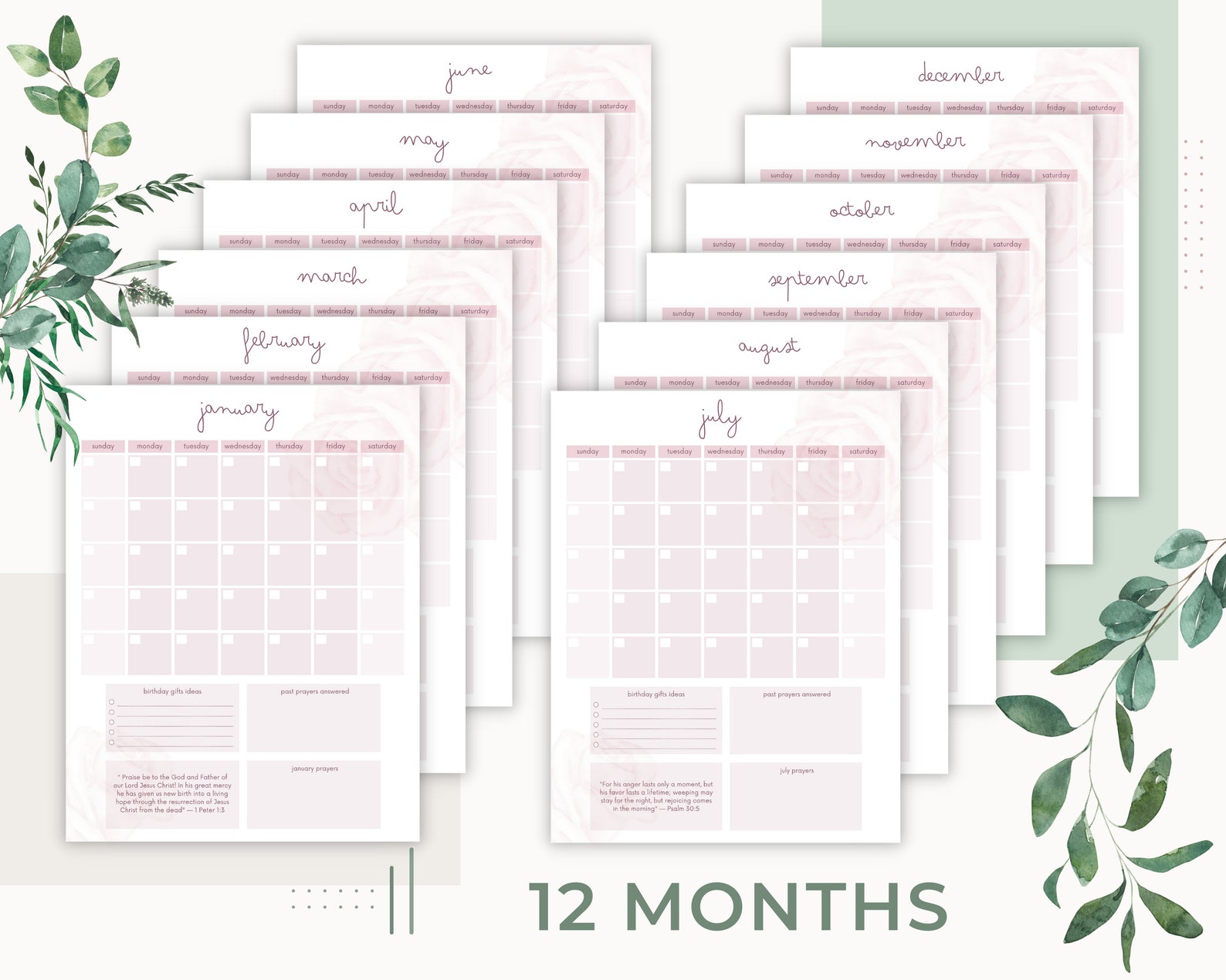Christian Planner Printable Printable Calendar Calendar - Etsy