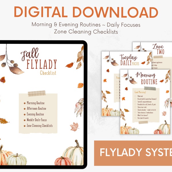 FlyLady Control Journal, Fall Theme, Printable Cleaning Checklist, Cleaning Routines, FlyLady Method, Chore Checklist, FLYLADY