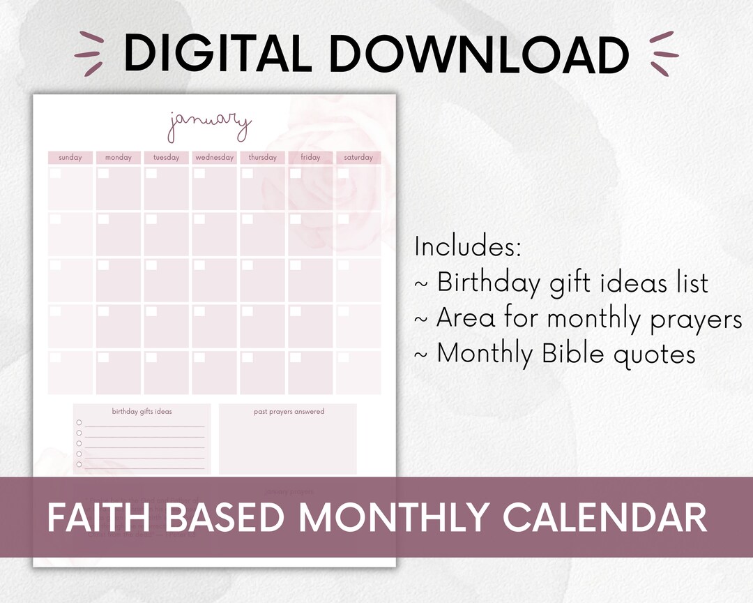 Christian Planner Printable, Printable Calendar, Calendar Printable ...