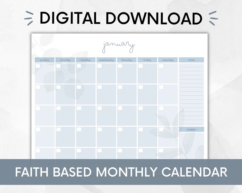 Christian Planner Printable Printable Calendar Calendar - Etsy