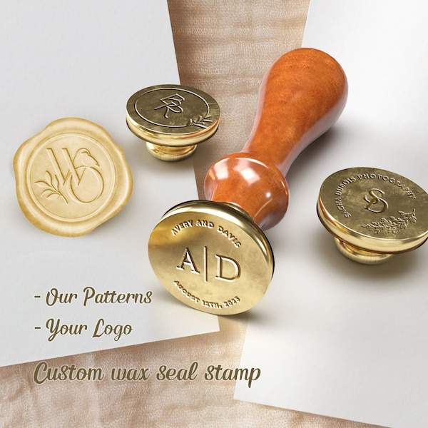 Custom logo wax seal stamp - Save the date wax stamp - Personalized wax seal stamp for wedding invitation - Personalized gift for her