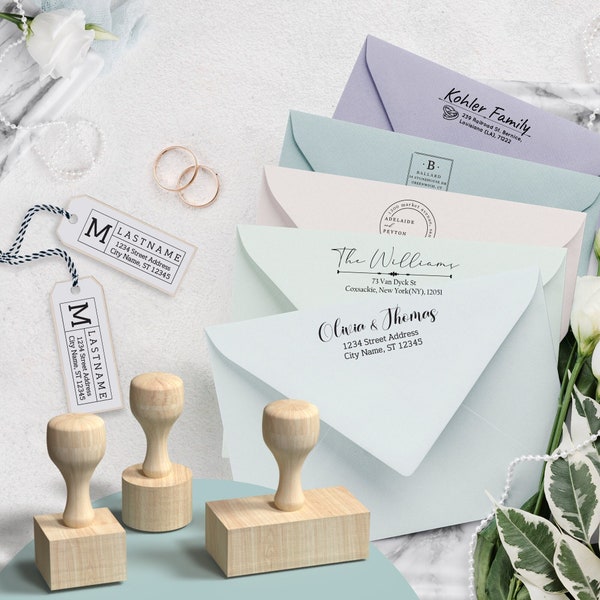 Custom rubber stamps Custom return address stamp - Personalized wooden stamps - Wedding place cards save the date stamps