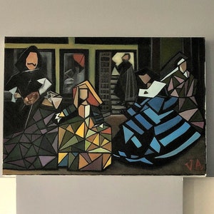 The Meninas abstract original oil painting, Diego Velazquez style art