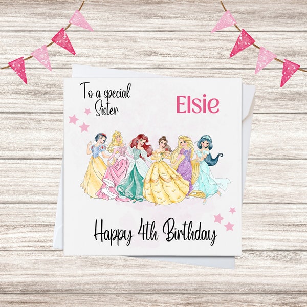 Personalised Princess Birthday Card, Daughter card, Sister card, Son card, Brother card