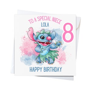 Personalised Stitch Birthday Card, Daughter card, Sister card, friend card, 21st birthday card
