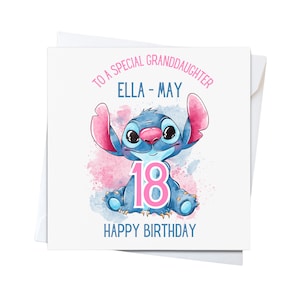 Personalised Stitch Birthday Card, Daughter card, Sister card, friend card, 21st birthday card