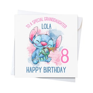 Personalised Stitch Birthday Card, Daughter card, Sister card, friend card, 21st birthday card