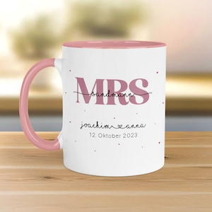 Mr & Mrs Mug Wedding personalized with desired name and date - Name Mug Wedding Gift - Bride Groom - Coffee Mug - 330 ml