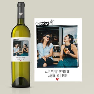 Personalisiertes Weinetikett Silvester Neujahr - Flaschenetikett Happy New Year oder Cheers mit Foto & Namen - Schwarz
