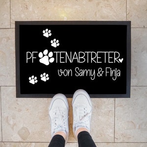 Fußmatte Hund Pfotenabtreter Personalisiert mit Namen & Pfoten der Haustiere | Hund Katze Geschenk Geburtstag | Willkommen Türmatte