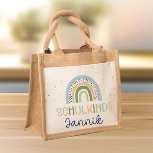 Schoolchild 2025 bag, rainbow blue school bag, school enrollment gift, school cone, personalized jute bag, school enrollment gift boys