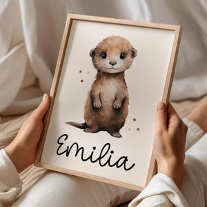 Poster Otter A2 A3 A4 Wunschname Kinderposter Poster Kinderzimmer Poster Baby Geschenk Mädchen Geschenk Junge Poster Kinder Tierposter
