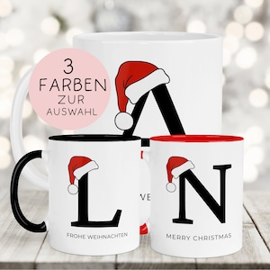 Weihnachts-Monogramm-Tasse Weihnachten Nikolaus - Monogramm - Anfangsbuchstabe - Frohe Weihnachten - Merry Christmas - Glühweintasse Becher