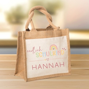 Finally schoolchild 2025 personalized with name school bag, gift for school enrollment, personalized jute bag, school enrollment gift
