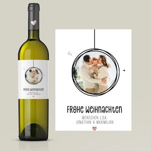 Personalisiertes Weinetikett Frohe Weihnachten - Flaschenetikett mit eigenen Foto und Wunschtext zum Verschenken - Weihnachten Geschenkidee