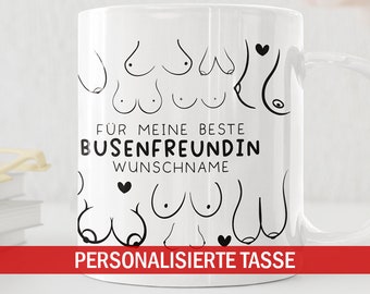 Taza personalizada para amiga del pecho en color blanco | Para la mejor amiga - BFF - Regalo del Día de la Madre - querida amiga - con nombre - 330ml