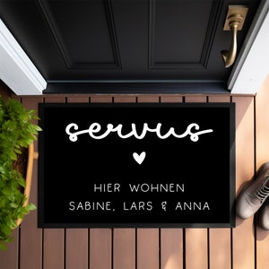 Personalized doormat doormat with desired name Hello Live here 60x40cm Gift idea for moving, moving in for families, moving image 2