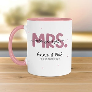 Mr & Mrs Mug Wedding Personalized Mug with Desired Name and Date – Name Mug Wedding Gift – Bride Groom – Coffee Mug