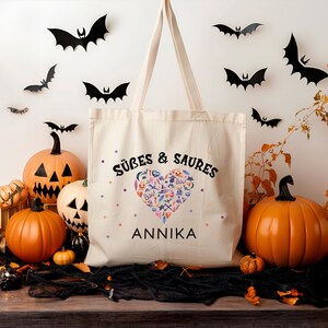 Halloween Fabric Bag Personalized - Trick or Treat - Jute Bag - Jute Bag - Carrying Bag for Children for Candy - Bag Pouch