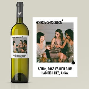 Weinetikett Personalisiert Frohe Weihnachten - Flaschenetikett mit eigenen Foto und Wunschtext zum Verschenken - Weihnachten Geschenkidee