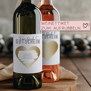 Weinflaschen-Etikett  | Gutschein "Für dich" | Personalisiertes Wein Flaschen Etikett | Rubbellos Weinetikett Weihnachten - Gold