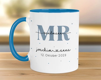 Mr & Mrs Mug Wedding Personalized with Name and Date – Name Mug Wedding Gift – Bride Groom – Coffee Mug