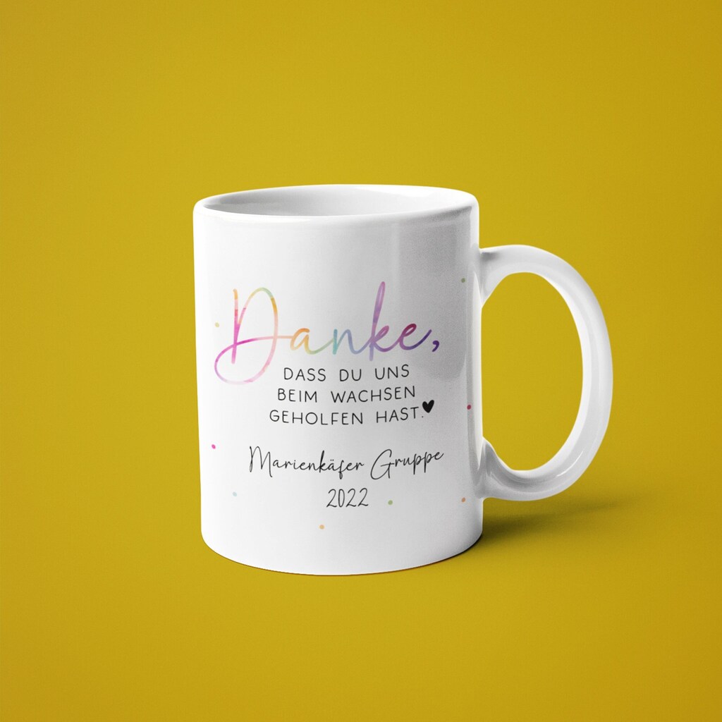 Tazza Personalizzata 'Danke' Arcobaleno – Regalo Maestra/Educatrice, 477 Ml, Prodotta In Germania