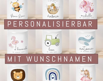 Personalisierte Kinder Spardose Namen Geschenk Geburt Taufe Taufgeschenk Baby Geschenk Geldgeschenk Sparbüchse Keramik -Arche Noah Wal Biene