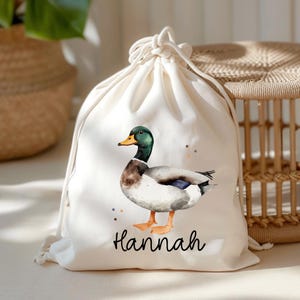 Ente Turnbeutel Personalisiert mit Namen Tasche Rucksack als Kindergarten, Sportbeutel, Schule, KITA Wäschebeutel Weihnachten Nikolaus