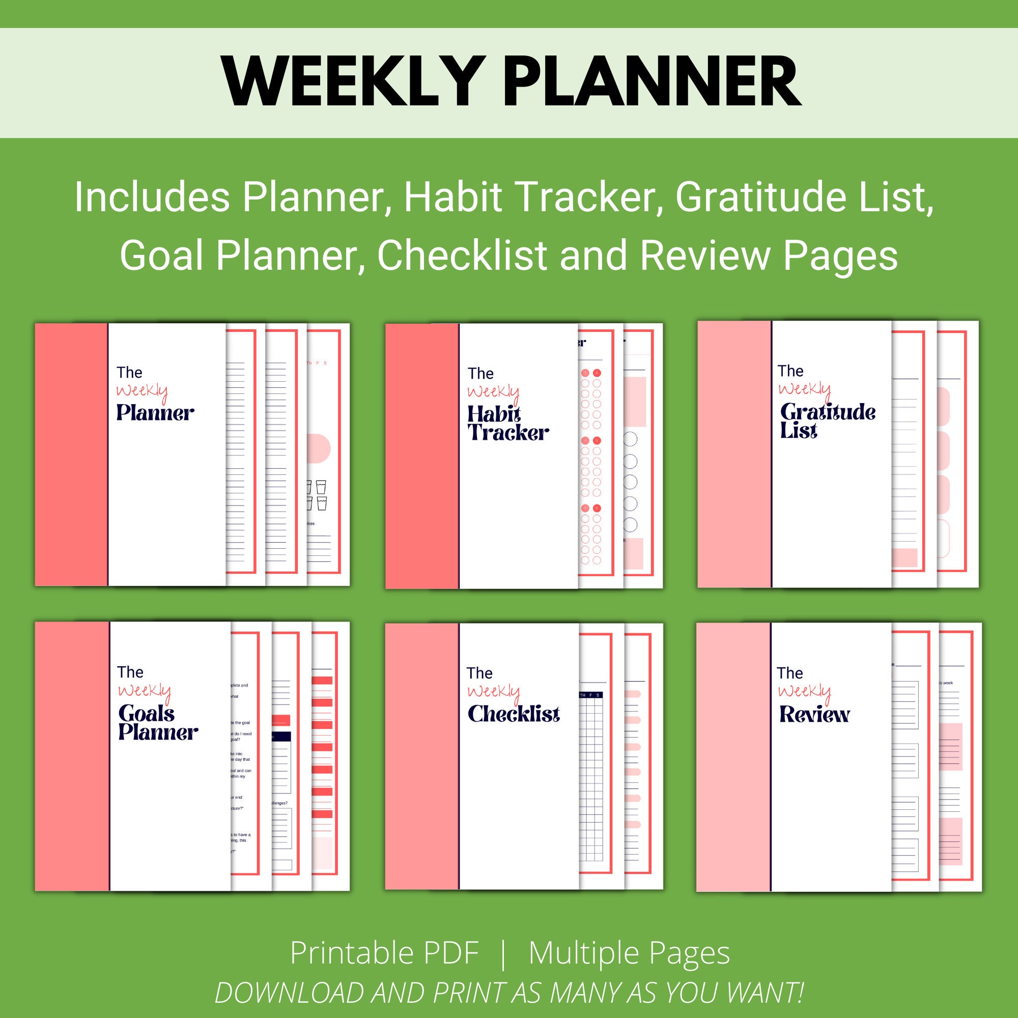 Weekly Planner, Planner Pages Letter Size, Printable Planner, Printable ...