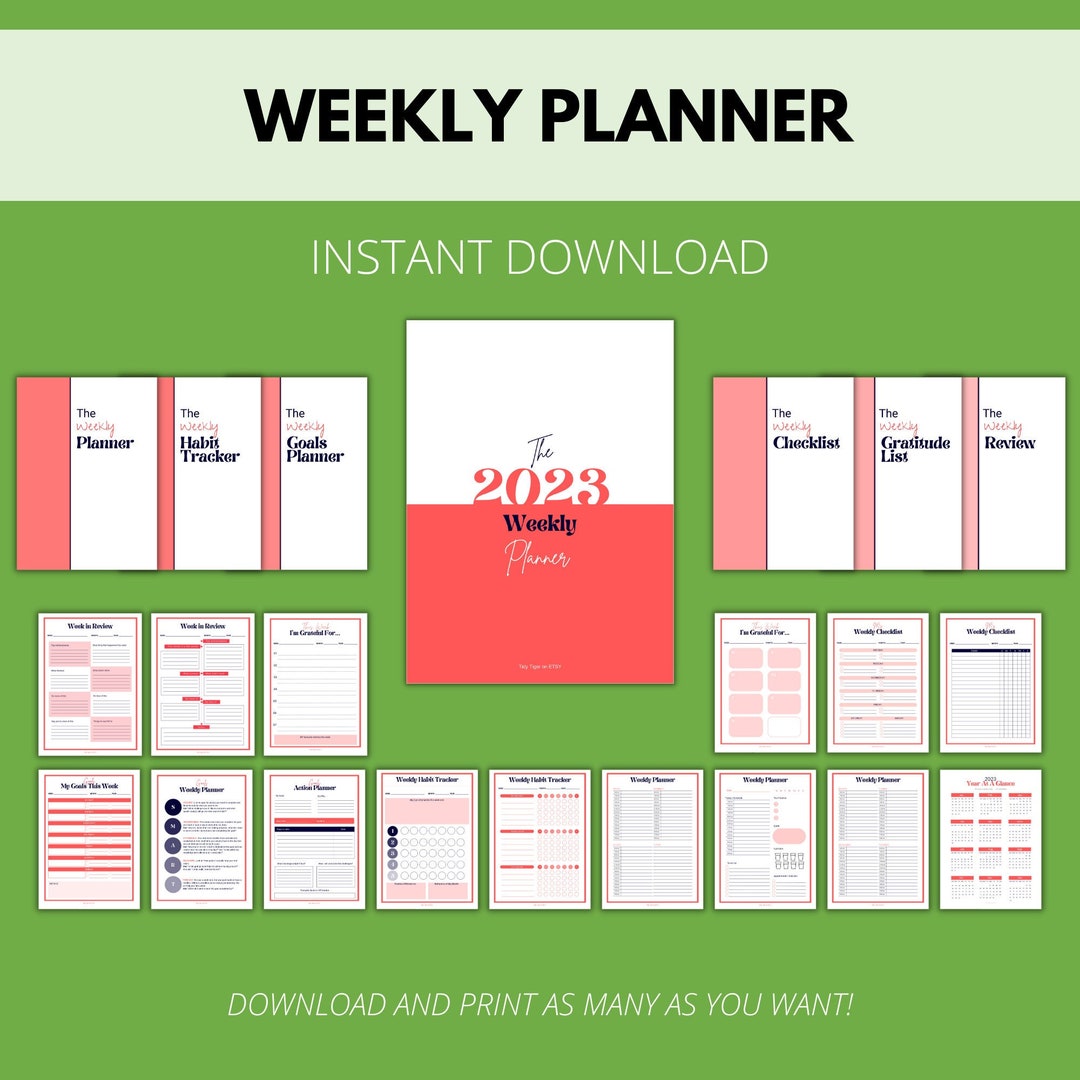 Weekly Planner, Planner Pages Letter Size, Printable Planner, Printable ...