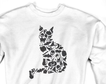 Black Cat Halloween Crewneck Sweatshirt-Fall-Black Cat
