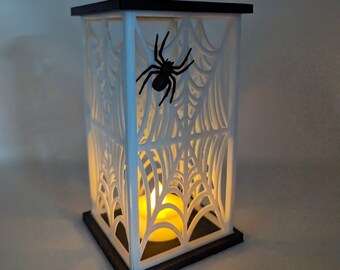 Spiderweb Tea Light Lantern, Halloween Decoration, Gothic Home Accent, Creepy Candle Holder, Spooky Lighting, Unique Gift