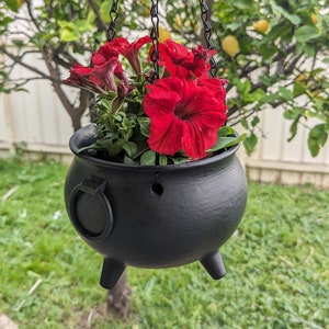 Hanging Cauldron Planter, Witchy Decor, Succulent Pot, Wiccan, Custom logo name, Gardening Gift, Hanging Pot, 3D Printed